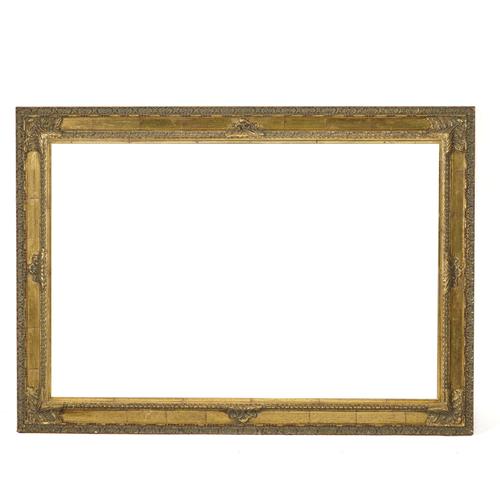A MODERN GILT FRAMED RECTANGULAR WALL MIRROR