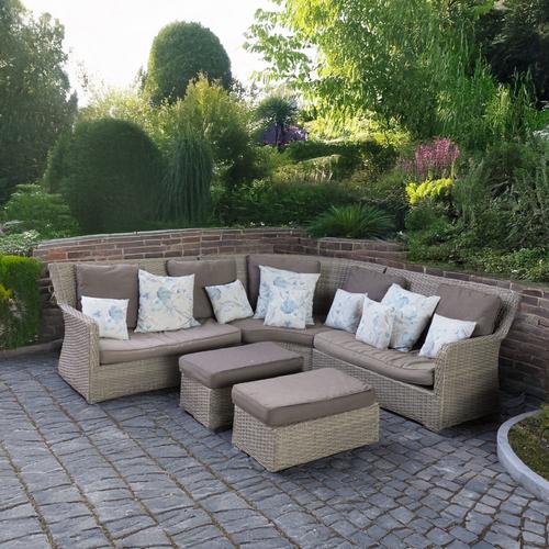 SIGNATURE WEAVE; A FAUX RATTAN PATIO CORNER SOFA (3)
