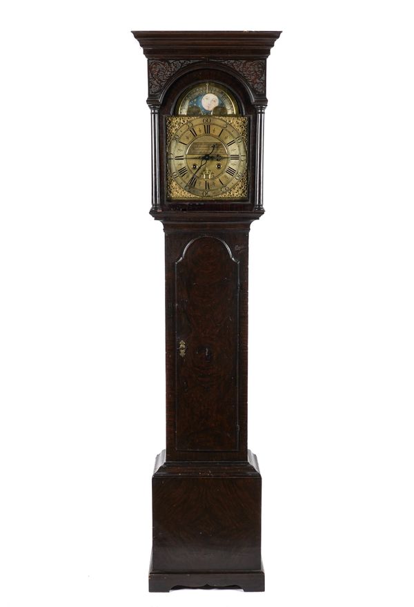 A GEORGE III PAINTED STRIKING LONGCASE CLOCK WITH SWEEP CENTRE SECONDS