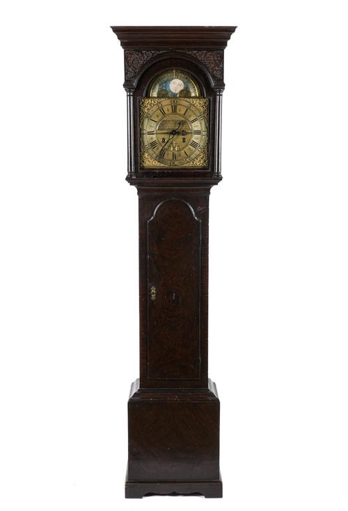 A GEORGE III PAINTED STRIKING LONGCASE CLOCK WITH SWEEP CENTRE SECONDS
