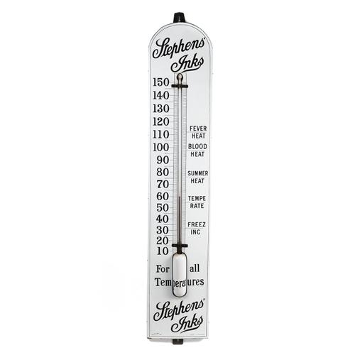A LARGE STEPHEN'S INKS ENAMEL ADVERTISING THERMOMETER