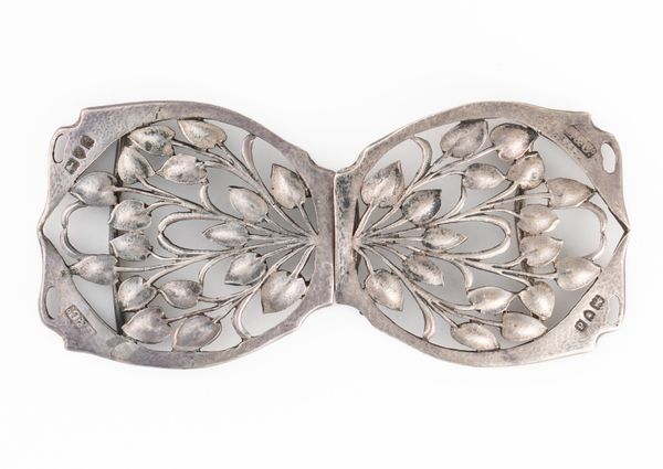 A LIBERTY AND CO SILVER TWO PIECE WAISTBELT BUCKLE