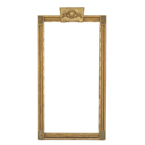 A FRENCH CHARLES X STYLE GILT FRAMED RECTANGULAR WALL MIRROR
