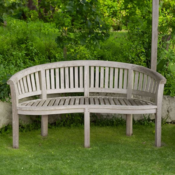 BRAMBLECREST; A TEAK CONCAVE GARDEN BENCH