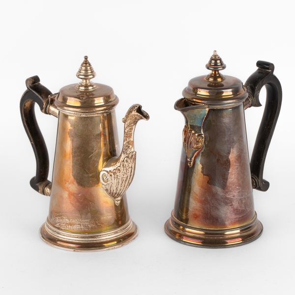 An Irish silver coffee pot and hot water jug