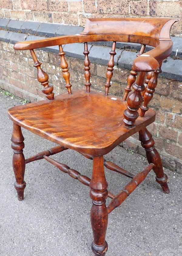 A 19th CENTURY SMOKERS BOW CHAIR