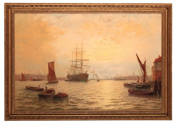 GEORGE STANFIELD WALTERS (1838-1924) Shipping in a busy waterway