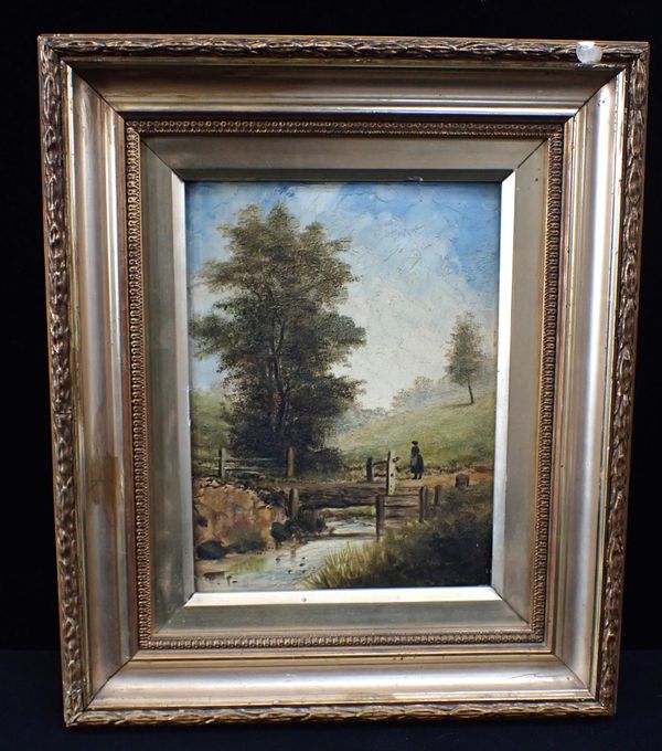 VICTORIAN COUNTRY SCENE, OIL ON BOARD