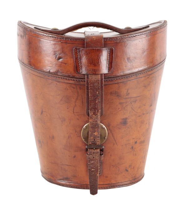 JOHNSON & CO. LONDON: A VICTORIAN TRIPLE LEATHER HAT BUCKET