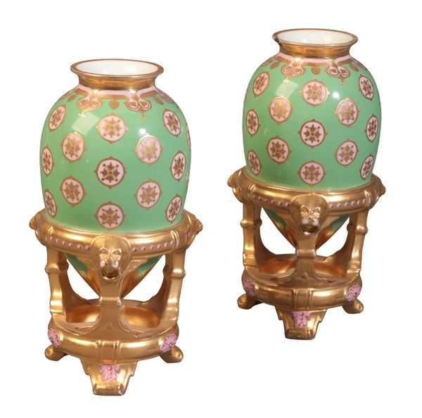 A PAIR OF MINTON BONE CHINA VASES