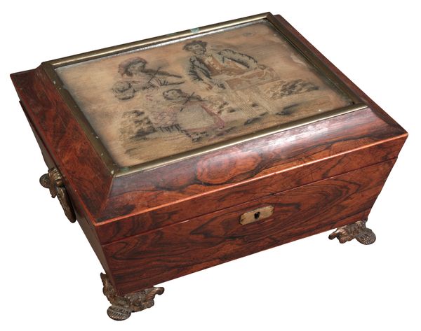 A REGENCY ROSEWOOD WORK BOX