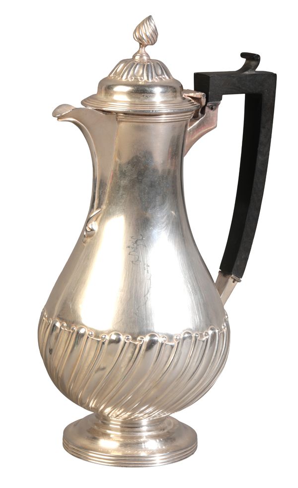 A VICTORIAN SILVER HOT WATER POT