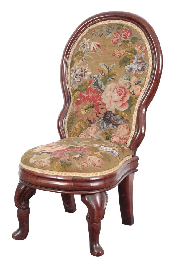 AN UNUSUAL VICTORIAN WALNUT LADY'S CHAIR