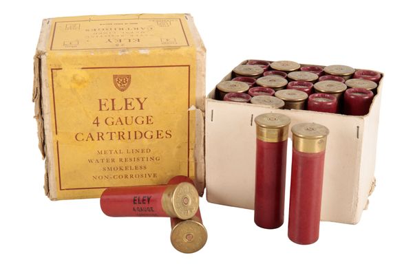 A BOX OF ELEY 4 BORE CARTRIDGES