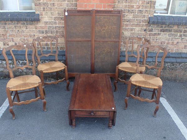 FOUR FRENCH RUSH SEATED CHAIRS