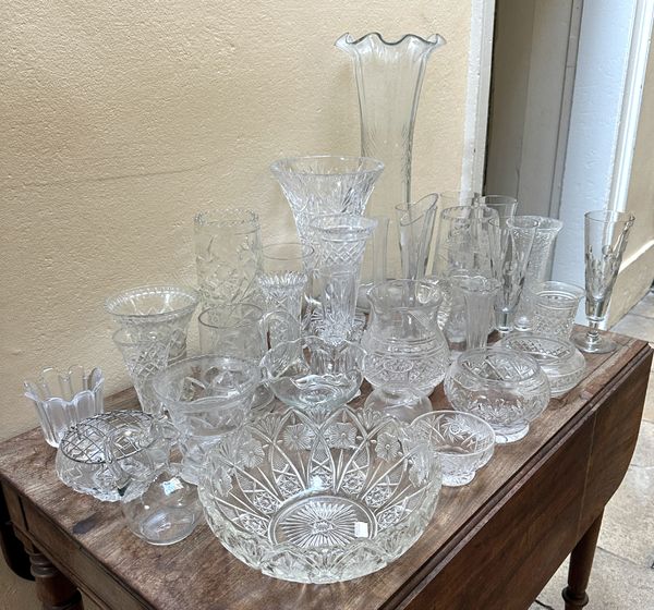 A LARGE CUT-GLASS VASE