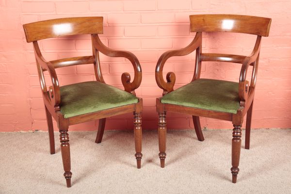 A PAIR OF EARLY VICTORIAN MAHOGANY ARMCHAIRS