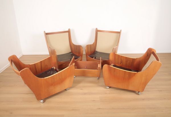 A G PLAN TEAK FIVE-PIECE SADDLE-BACK LOUNGE SUITE