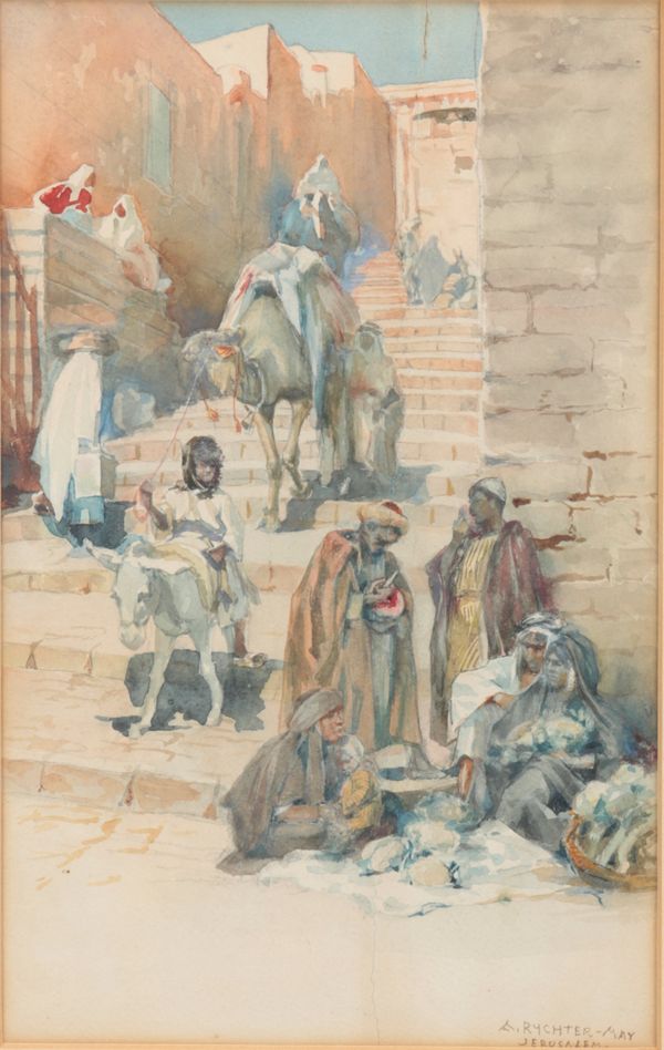 *ANNA RYCHTER-MAY (1865-1955) Jerusalem street scene