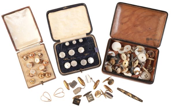 A COLLECTION OF CUFFLINKS AND DRESS STUDS