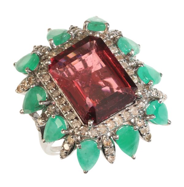 A MULITI-GEM COCKTAIL RING