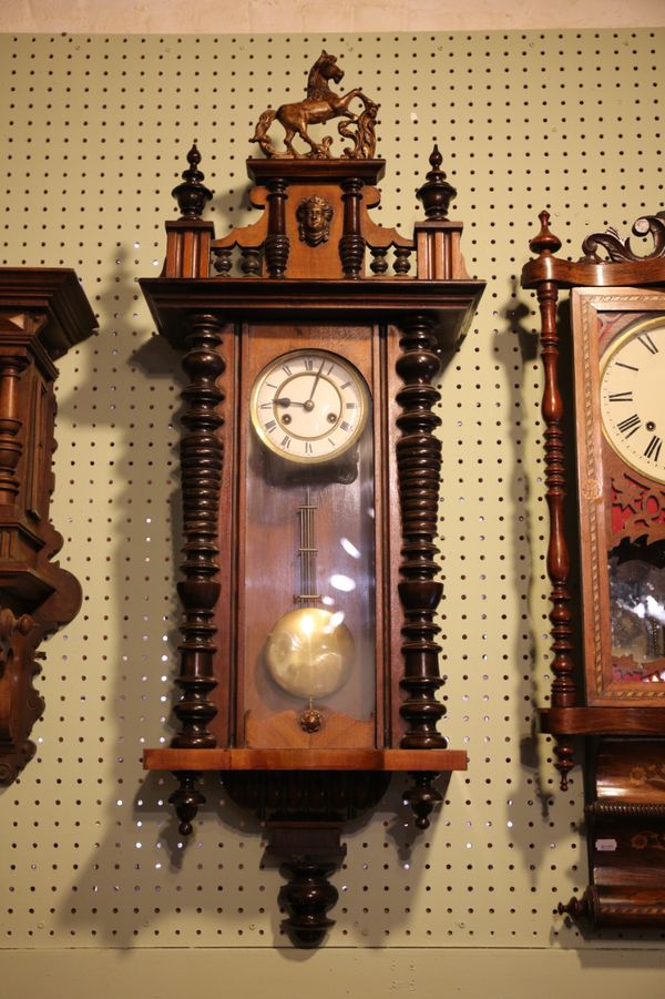 A VICTORIAN WALNUT 'VIENNA' WALL CLOCK