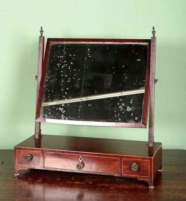 A GEORGE III MAHOGANY DRESSING MIRROR