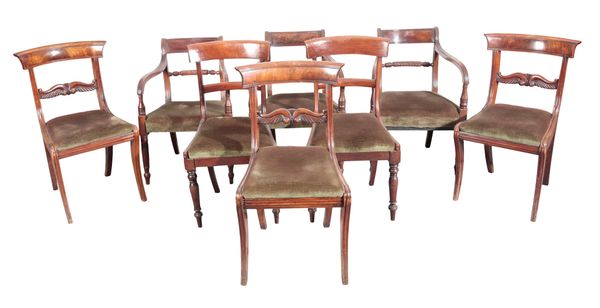 A HARLEQUIN SET OF EIGHT REGENCY MAHOGANY DINING CHAIRS