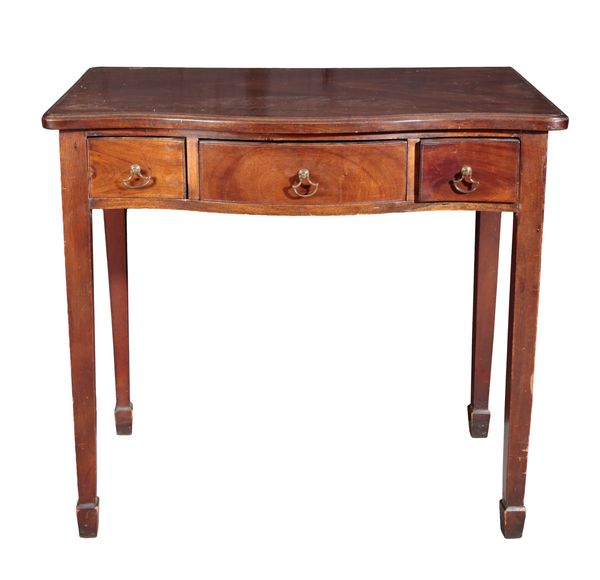 A GEORGE III STYLE MAHOGANY SERPENTINE SIDE TABLE