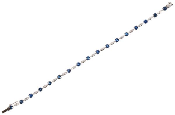 A SAPPHIRE AND DIAMOND BRACELET