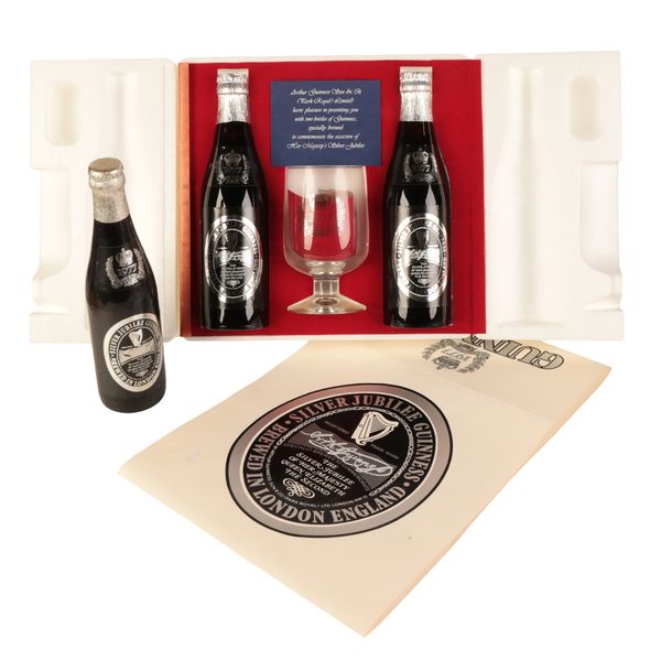 GUINNESS - A SILVER JUBILEE COMMEMORATIVE TWO BOTTLE SET