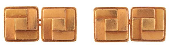 CARTIER: A PAIR OF VINTAGE STYLISED SQUARE CUFFLINKS