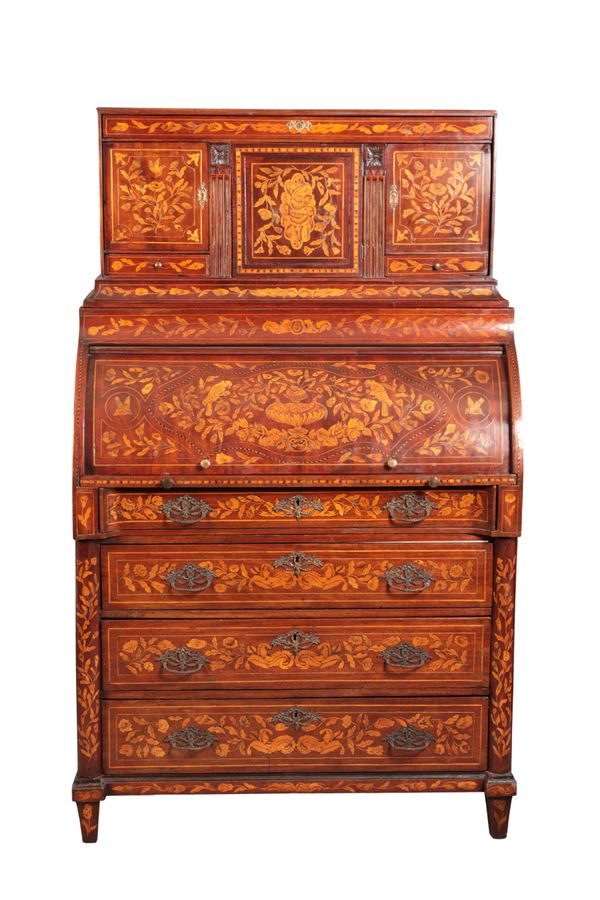 A DUTCH WALNUT AND MARQUETRY BUREAU