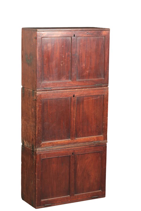 AN OAK AND MAHOGANY CAMPAIGN SECRETAIRE