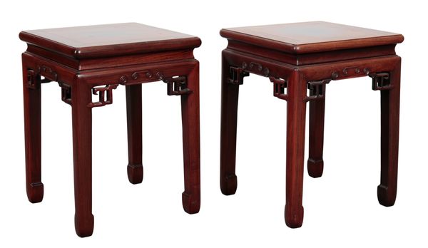 A PAIR OF CHINESE HARDWOOD JARDINIÈRE STANDS