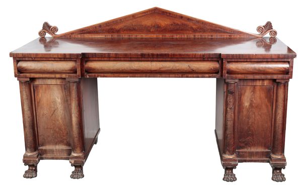 A REGENCY MAHOGANY PEDESTAL SIDEBOARD