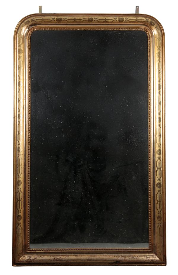 A CONTINENTAL GILTWOOD OVERMANTEL MIRROR