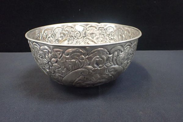 AN INDIAN REPOUSSE BOWL