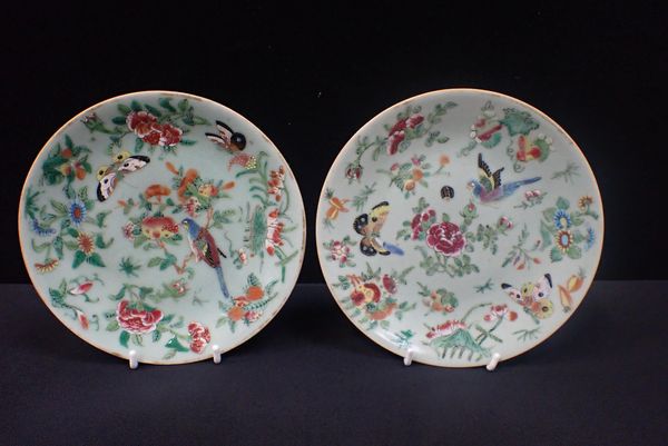 A PAIR OF CELADON CHINESE PLATES