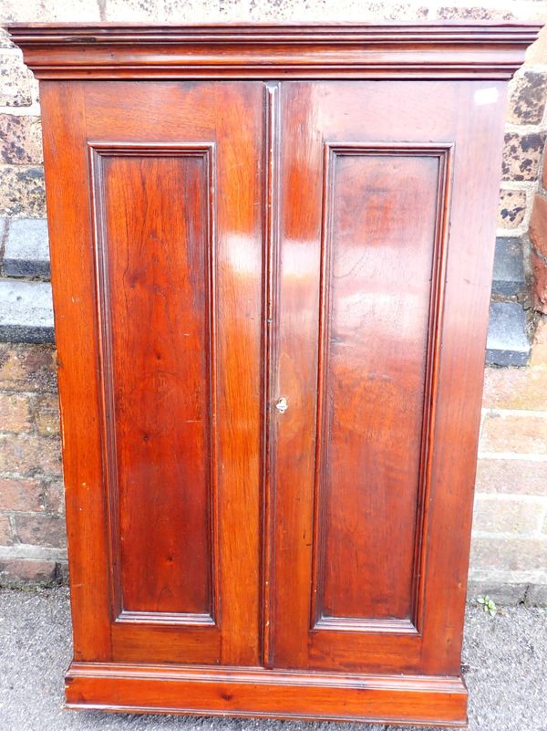 AN EDWARDIAN MAHOGANY WALL-MOUNTED MEDICAL CABINET