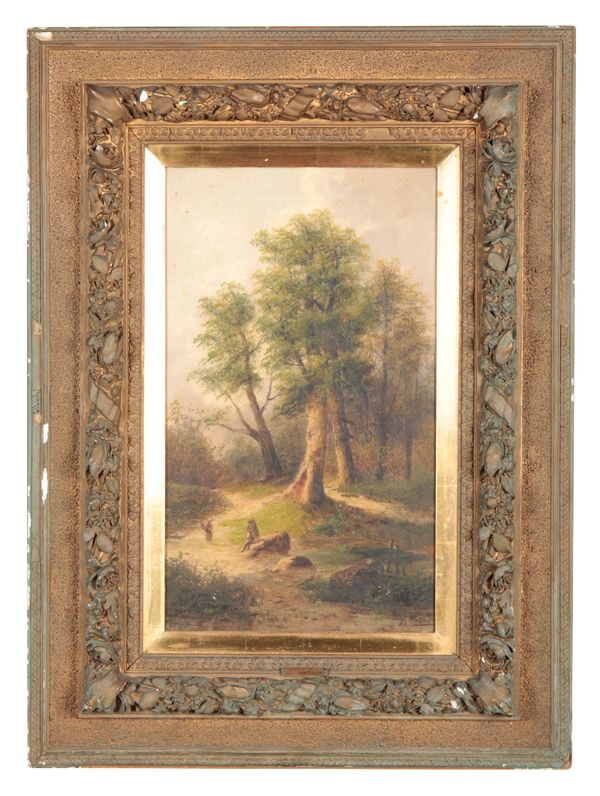 G. HALLER (19th Century) A pair of studies of figures in woodland landscapes