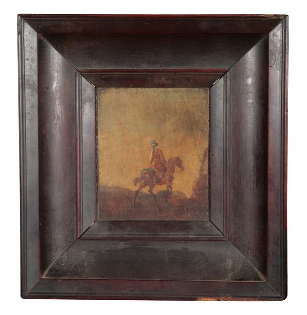 CONTINENTAL SCHOOL, 19TH CENTURY A turbaned figure on horseback overlooking a vista