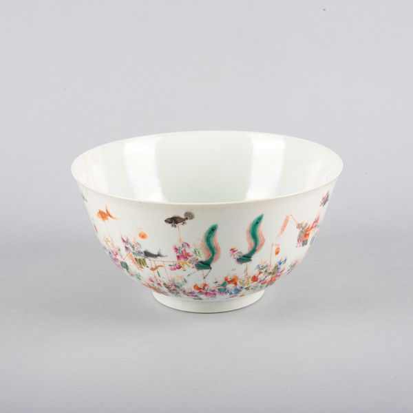 A CHINESE PORCELAIN FAMILLE ROSE 'HUNDRED BOYS' PUNCH BOWL