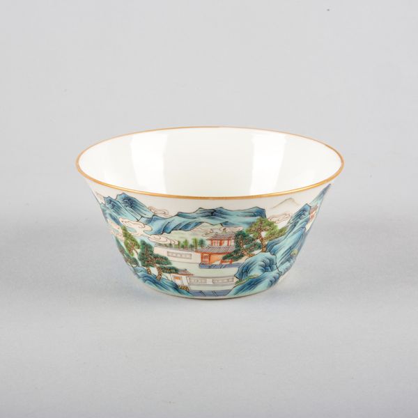 A CHINESE PORCELAIN FAMILLE ROSE 'LANDSCAPE' BOWL