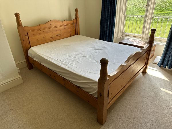 A PINE DOUBLE BED