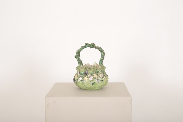 A 19TH CENTURY THOMAS BEVINGTON FLORAL ENCRUSTED PORCELAIN BASKET