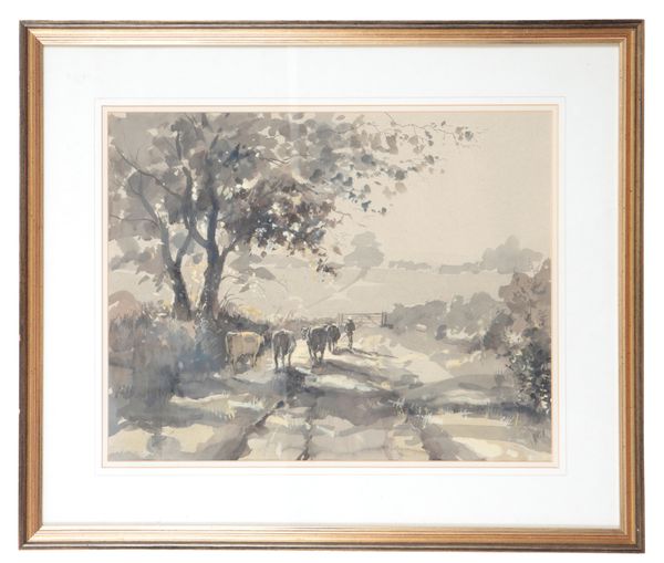 ENGLISH SCHOOL, 20TH CENTURY Farm track in summer