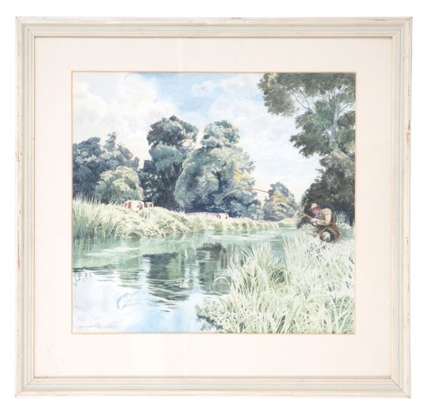 *BERNARD VENABLES (1907-2001) A riverside fishing scene