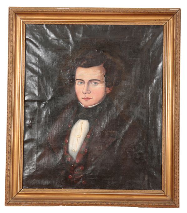 NAIVELY PAINTED 19th CENTURY PORTRAIT OF A GENTLEMAN