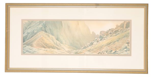 JOHN CAMPBELL (20th century) A rocky mountainous landscape